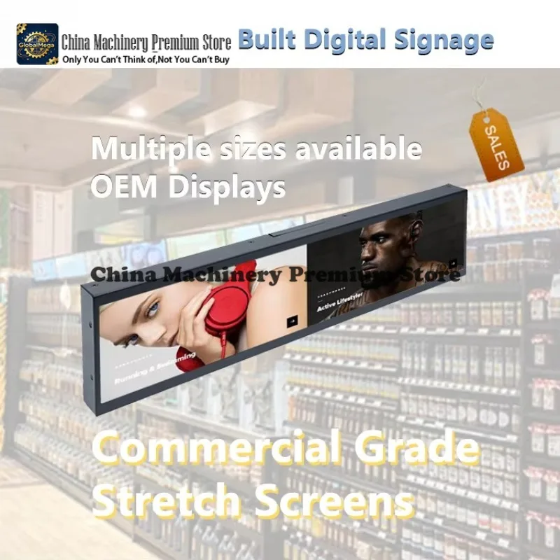 Ultra Wide 37 Inch Android OS LCD Monitor 1920x540 Resolution Wi-Fi Connected Digital Signage for Retail Store Supermarket