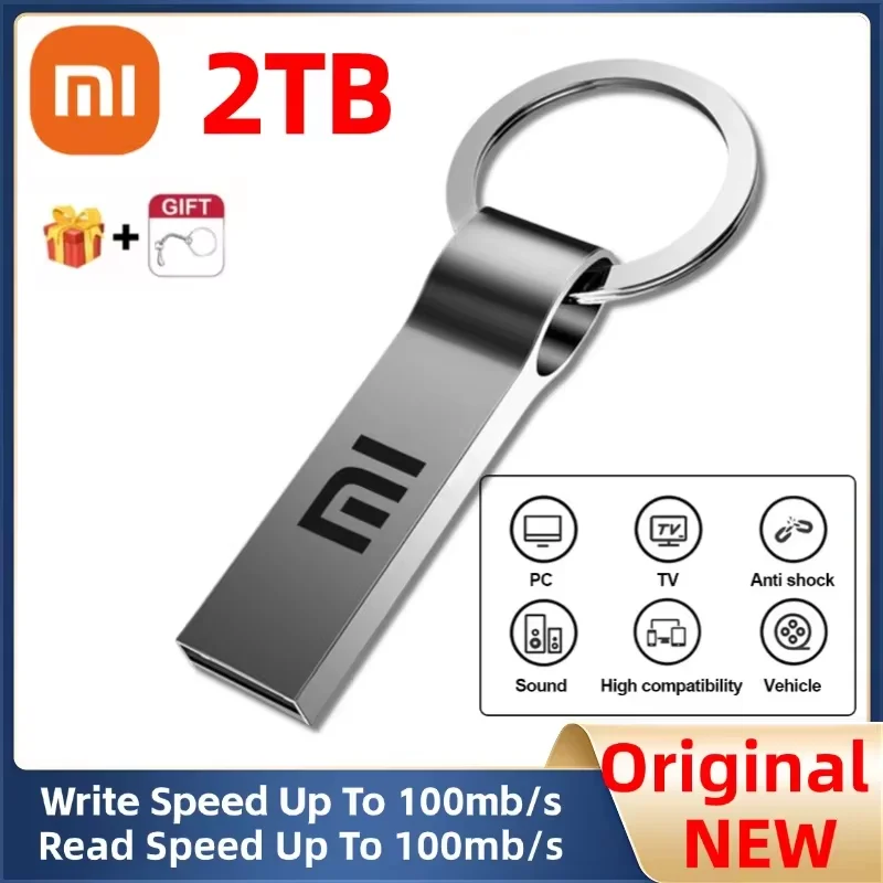 Chiavetta USB 3.0 da 2 TB U disco flash originale Xiaomi Memory Stick ad alta velocità in metallo Adattatore OTG impermeabile Memoria USB Stick