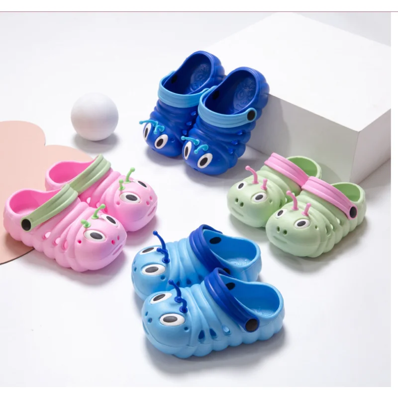 Children Garden Shoes Cute Cartoon Caterpillar Beach Sandals Babies Summer Slippers High Quality Kids Slippers Flip Shoes 2021