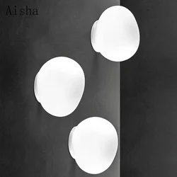 Italian Pebble Wall Lamp Milky White Glass 15/23/32/45cm Aisle Wall Sconces for Study Living Room Bedroom Home Decoration Lights