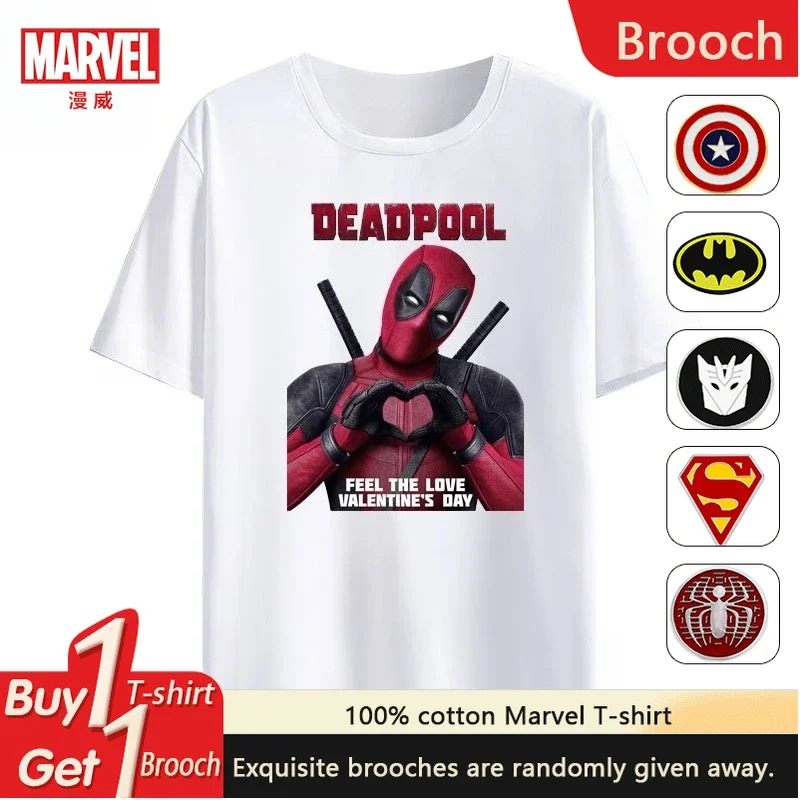 

Футболка с коротким рукавом из фильма «Дедпул и Росомаха» Marvel, мужская и женская хлопковая футболка с коротким рукавом, повседневная популярная футболка с коротким рукавом