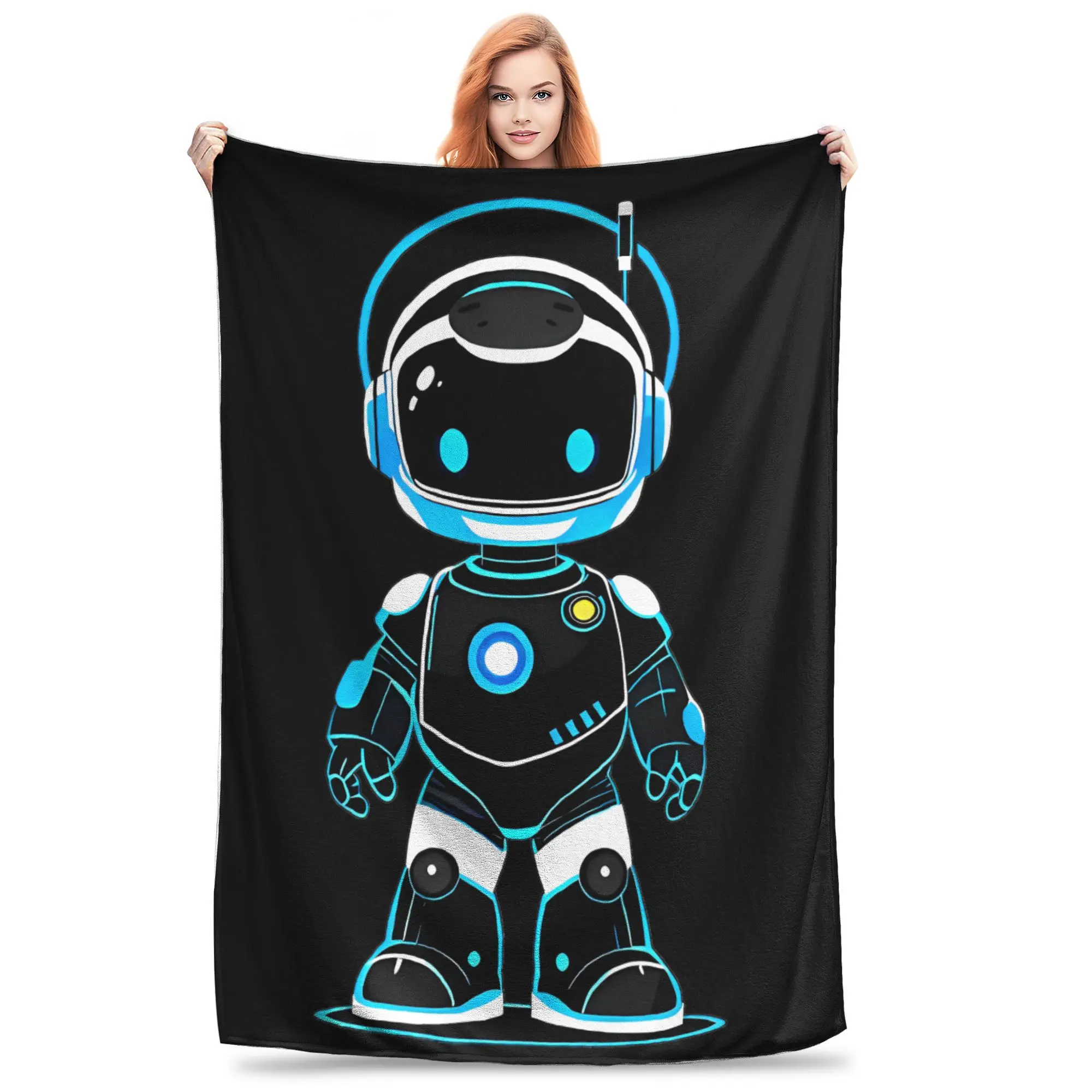 ASTRO BOT Astrobot Smiling  Blankets Video Game Flannel Awesome Soft Throw Blankets for Home Spring Autumn