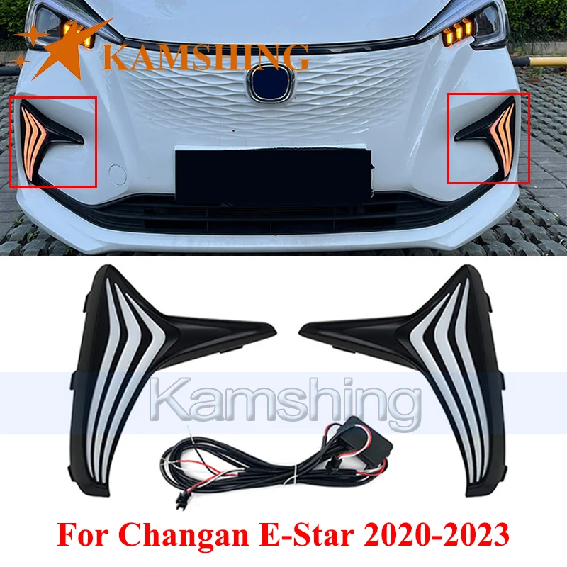 

CAPQX 1pair LED Daytime Running Light For Changan E-Star 2020-2023 DRL Day Light Modification Foglamp Turn Signal Light