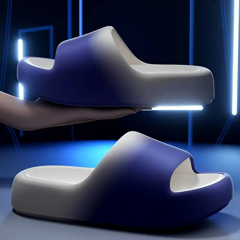 2026 Men EVA Thick Sole Slide Slippers Soft Cushioned Non Slip Wear Resistant Open Toe Sandals Indoor Household Outdoor Summer