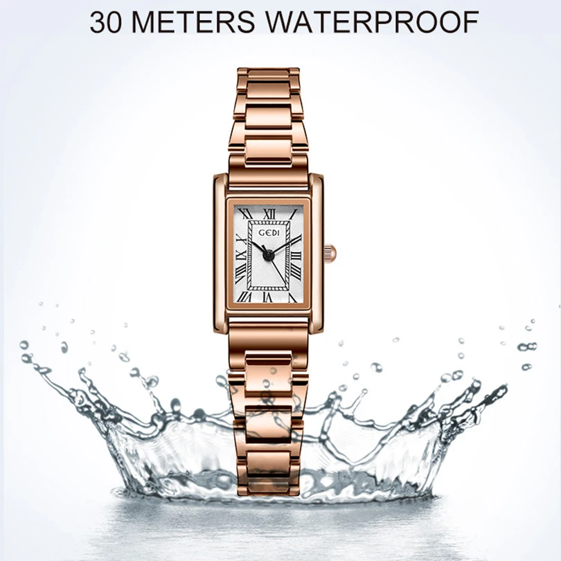 Women Quartz Watch Luxury Rectangle Square Fashion Roman Numerals Dial Female Vintage Rose Gold Sliver Watches Ladies Wristwatch