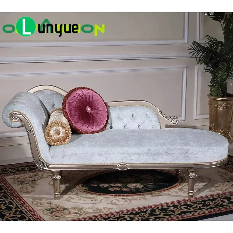 Neoclassical French Court Concubine Chair High End European Fabric Imported Solid Wood Leisure Sofa Lazy Chair for Living