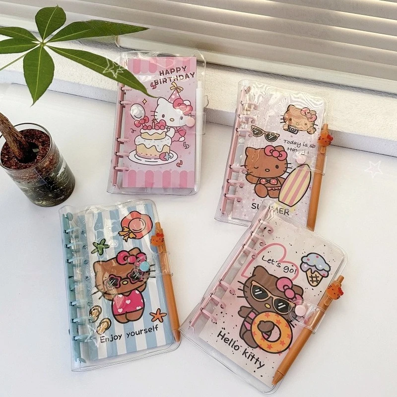 مرحبا كيتي الموثق لطيف فتاة الكرتون اللون كليب A6 دفتر الأستاذ الطالب اكسسوارات اللوازم المدرسية لعبة Kawaii هدية بالجملة #1