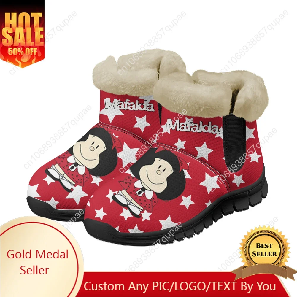 

Mafalda Snow Boots Chucky Cartoon Cute Mens Womens Teenager Keep Warm Shoes Casual Snow Shoe Couple Sports Customized Boot