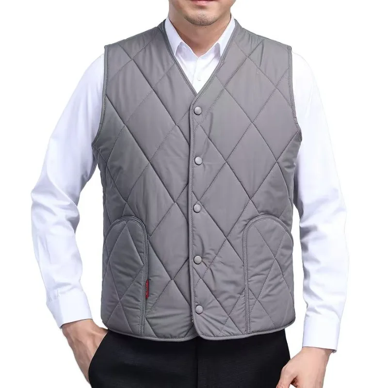 

Heavy Duty Cotton Vest for Elderly Men Warm Fleece Lined Winter Jacket Casual Outerwear with Zipper Perfect for Dad's Daily Wear