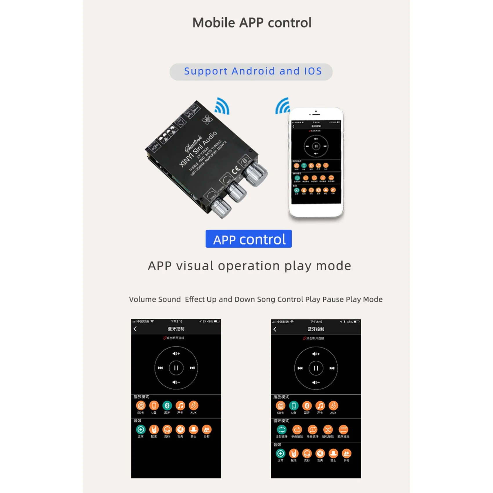 【Top Picks】Bluetooth 5.0 TPA3116D2 Module High Bass Adjustment Stereo Digital Amplifier Board Module 100Wx2 Amplifier XY-T100H