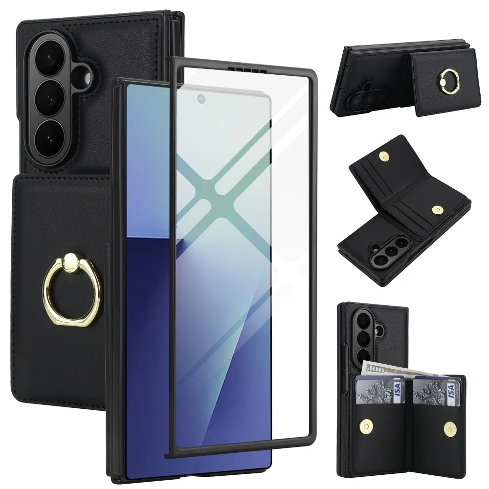 

Fashion Solid Color Leather Phone Cover for Samsung Galaxy Z Fold7/Z Fold6/Z Fold5 with 360 ° Rotating Stand