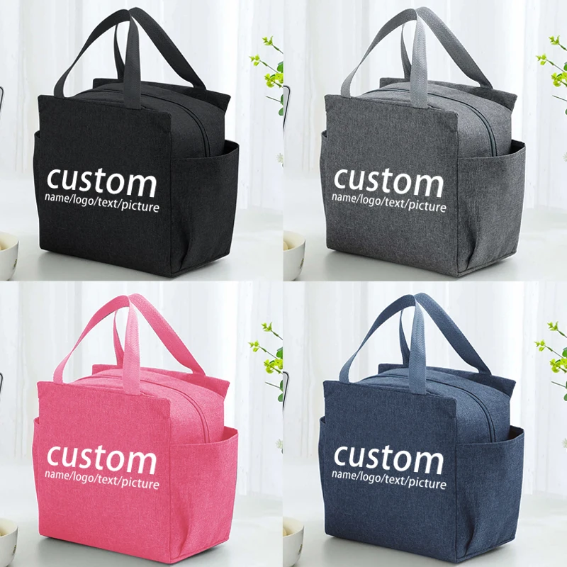 Customized Logo/ Name / Picture Insulated Bag Lunch Box Food Work School Food Storage Handbag Convenient Box Tote Food Bags