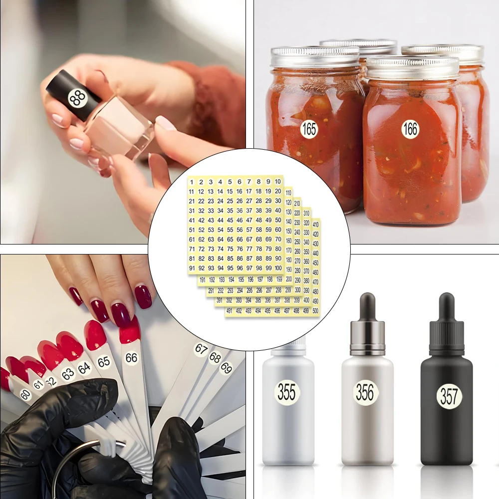 Circular Nail Polish Number Sticker Label Color Gel Bottle Lipstick Nail Tips Display Mark Numbering Manicure Tool Nail Glue