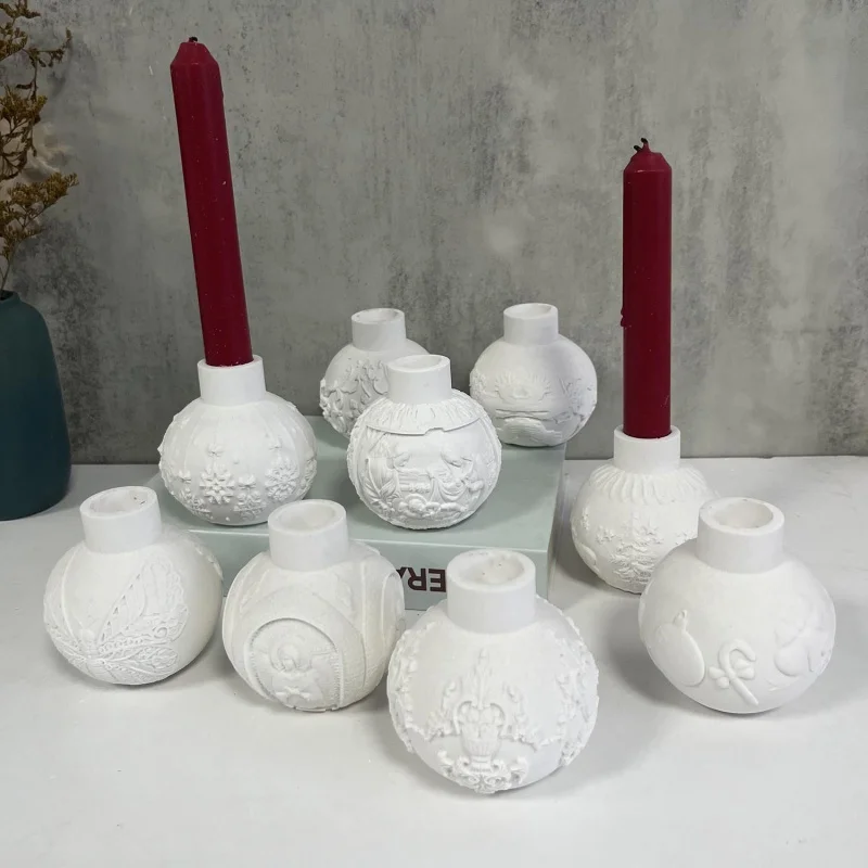 A Variety of Christmas Lantern Candlestick Silicone Mold Long Butterfly Elk Angel Aromatherapy Candle Plaster Epoxy Mold