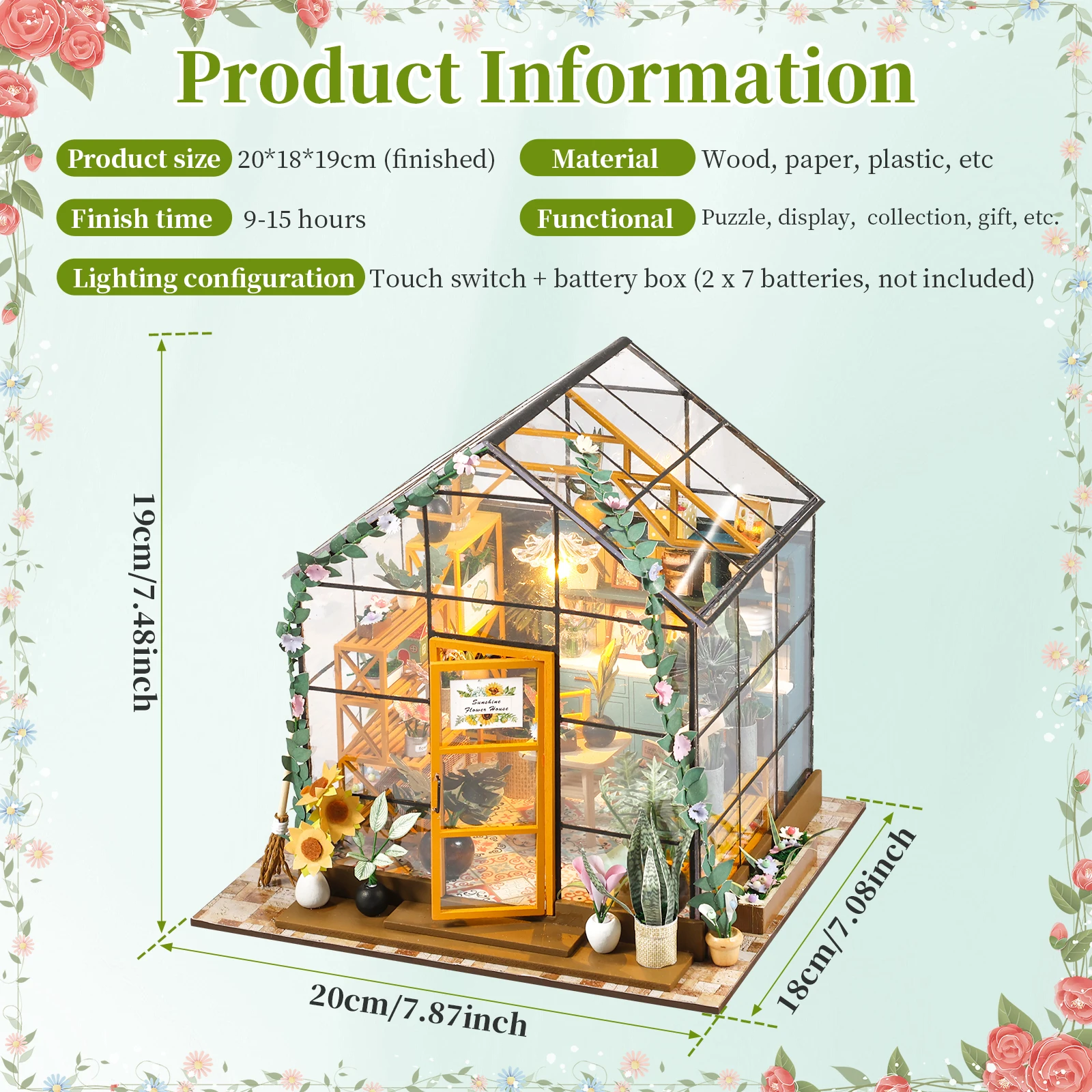 Miniature Doll House DIY Garden House Kit Making Room Model Building Home Decoration with Furniture Wooden Craft DollHouses Gift