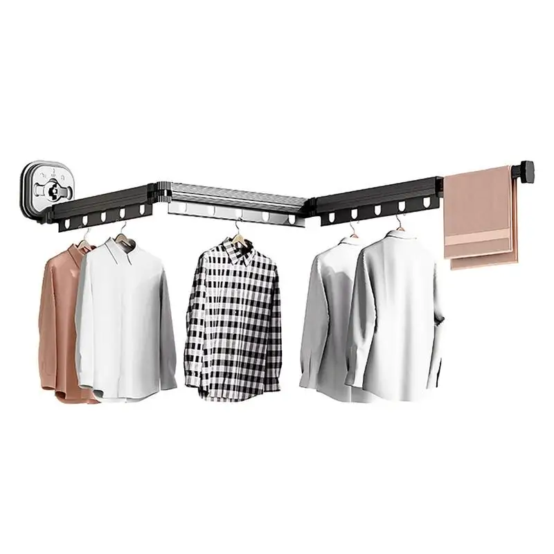

Wall Mounted Drying Rack Collapsible Suction Cups Hanger Rack Clothing Rack Without Punching Home Decoration For Drying In Hotel