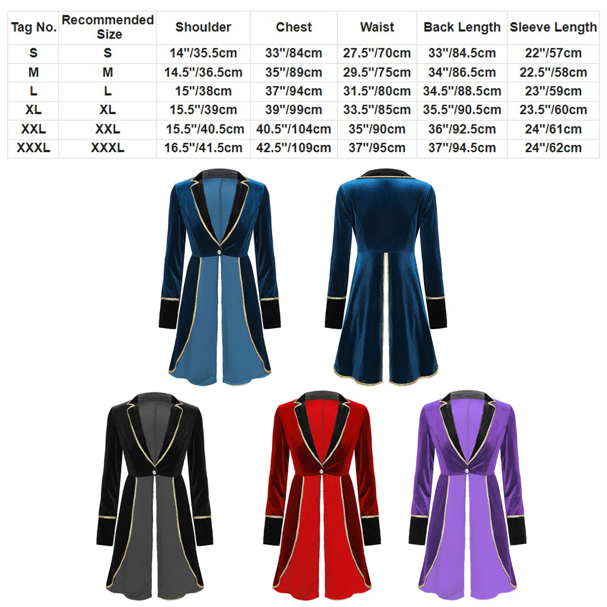 Womens circo Ringmaster Costume maniche lunghe paillettes tuta Halloween Cosplay festa a tema pagliaccetto Tailcoat Jacket Outfit