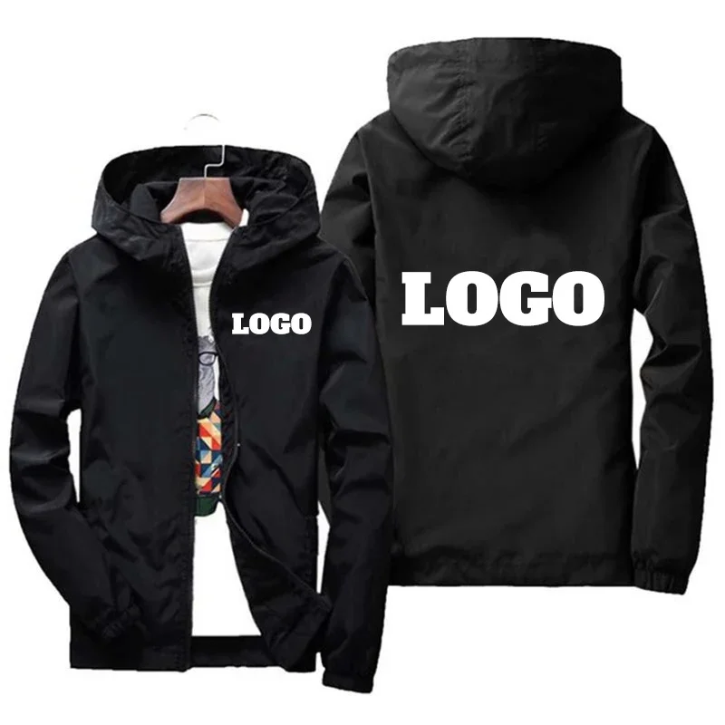 Men's custom brand jacket, warm windbreaker, waterproof, casual, 7XL large, black