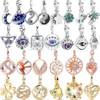 925 Sterling Silver Mini Dangle Charm Me Eye Tree Heart Star Moon Clover Pendant Beads Fit Original Pantaro ME Bracelets Jewelry