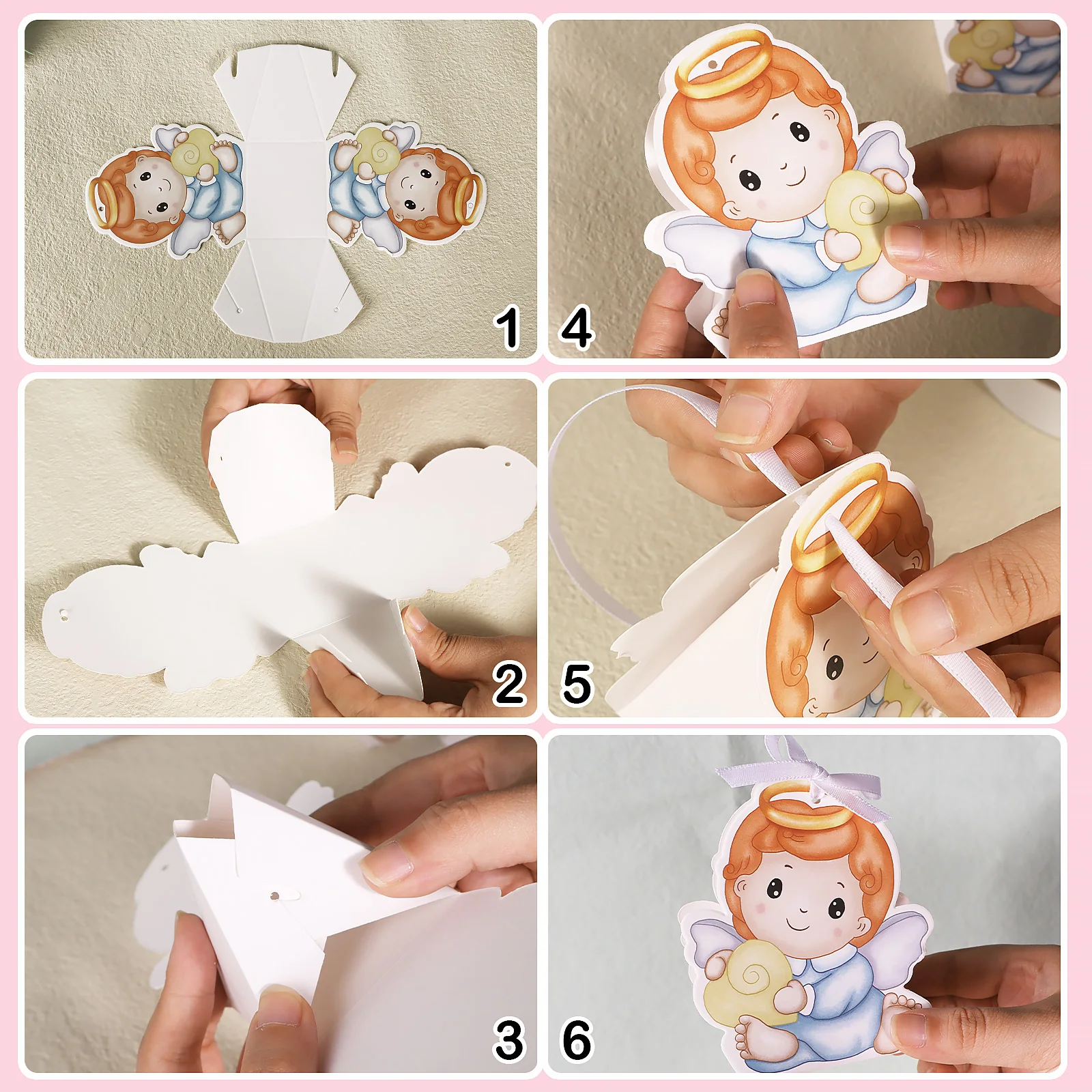 50PCS Baby Shower Baptism Favor Christening Gifts box for Boy Religious First Communion Decor