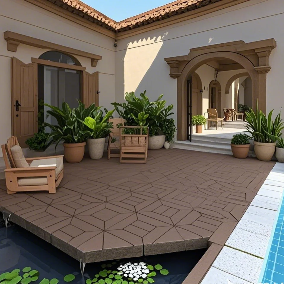 

New Style 12" Patio Deck Tiles Outdoor Garden Gazebo Wood Look Plastic Park Floor Tile Easy Installation Interlocking DIY WPC De