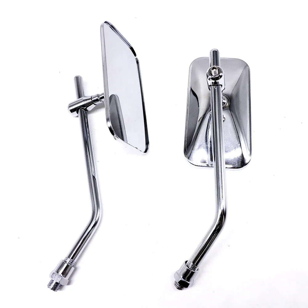 

Universal Retro Rectangle Aluminum Motorcycle Rearview Mirrors Chrome 10mm For Honda retroviseur Motorcycle Accessories
