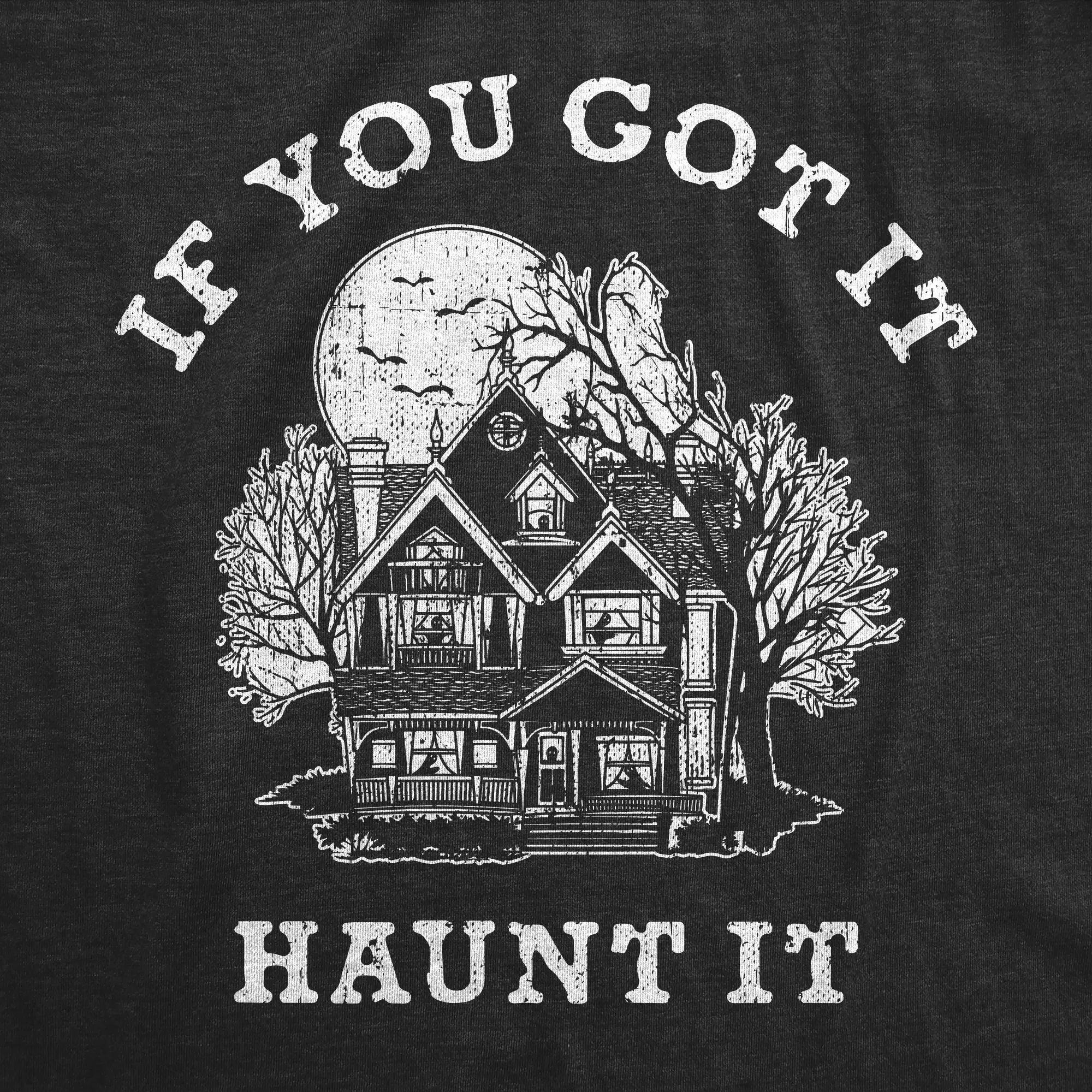Womens If You Got It Haunt It T Shirt Funny Halloween Spooky Ghost Haunted House Tee for Ladies Funny Womens T Shirts Cute Vintage Fashion Casual Ladies T-Shirt Gift Halloween Tops for Women Funny Sarcastic Top Black -