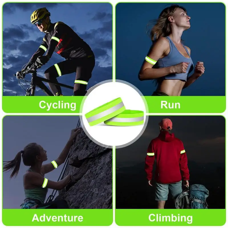 Светоотражающие ленты для запястья, эластичный защитный отражатель высокой видимости, 2 шт., светоотражающая повязка на руку, защита безопасности для ночи