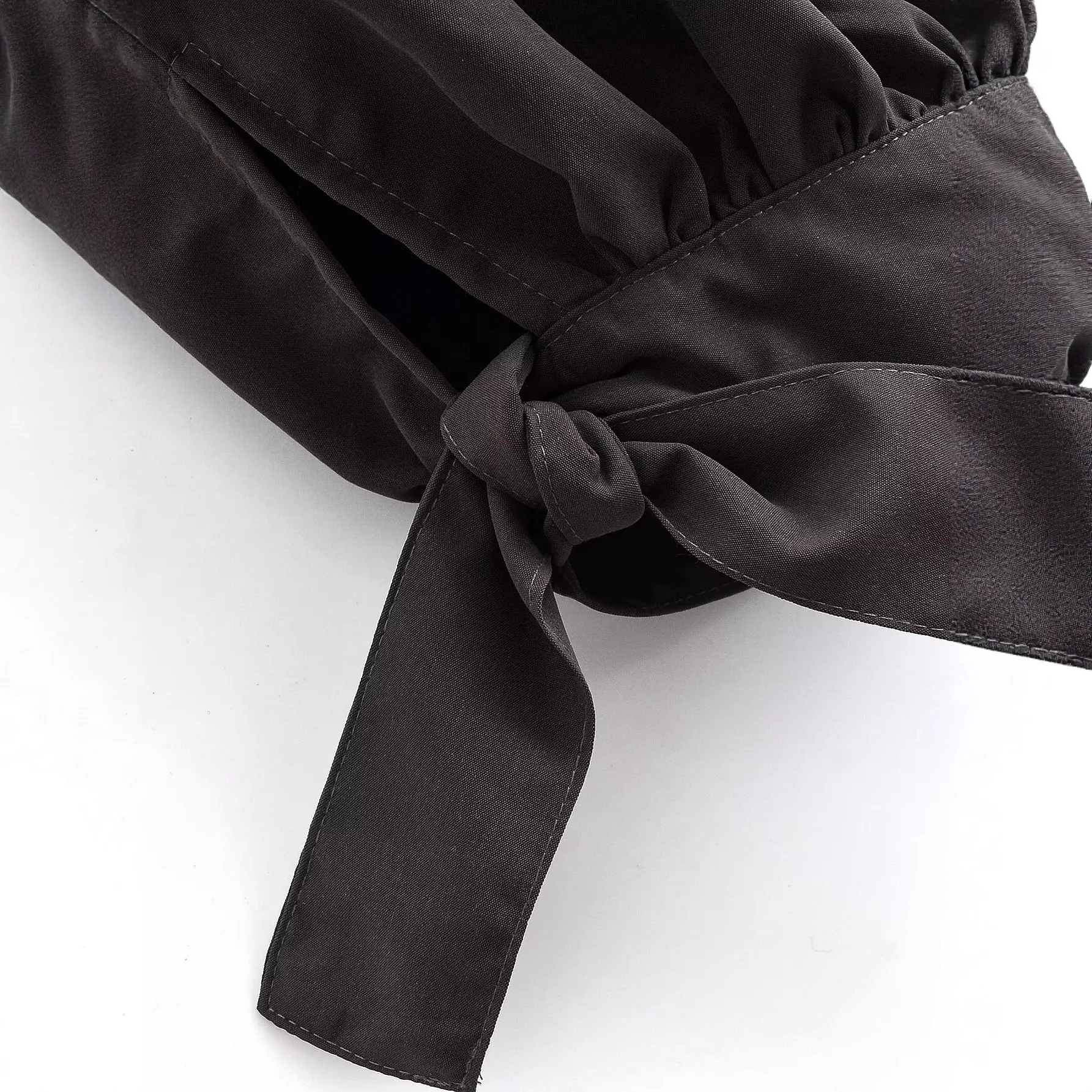 المرأة موضة القوس السراويل الطويلة الخريف الشتاء الشارع الاتجاه فضفاض عادية مطوي فانوس أسفل تمتد عالية الخصر بنطلون #4