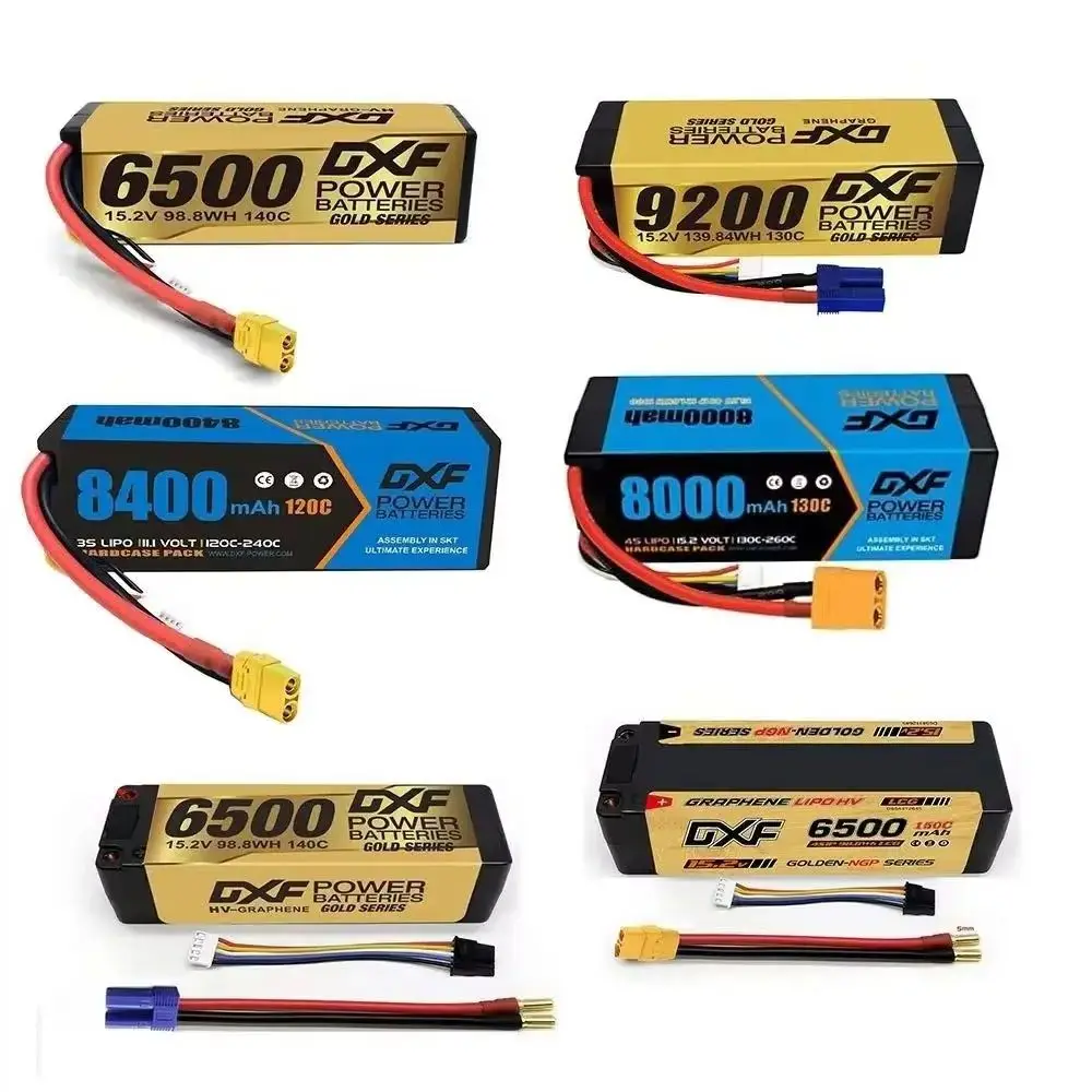 

DXF 3S Lipo Battery 11.1V 7500mAh 140C with XT60 EC5 TRX T/DEANS XT90/XT90s XT150 SoftCase For 1/8 Buggy RC Car Airplane