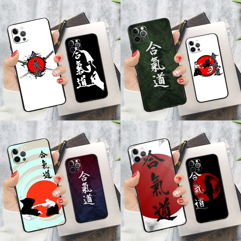 Japan Martial Aikido Phone Case For iPhone 16 Pro 11 12 13 14 15 Pro Max Mini XS X XR 7 8 16 Plus Cover Coque