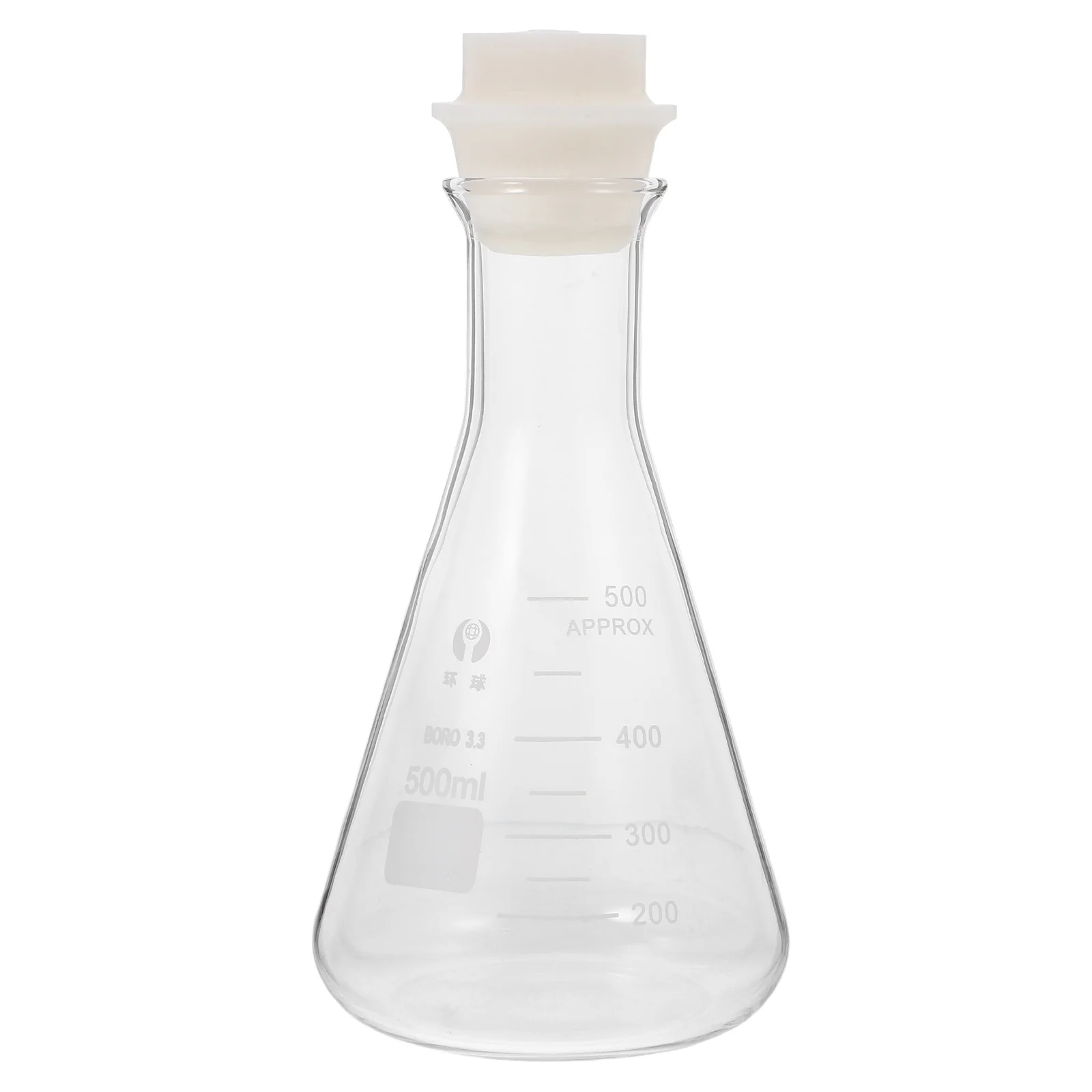 

1Pcs Glass Flask Conical Flask Cork Heat Resistant Durable Chemistry School Lab Experiment Clear Scale Glassware 500ml