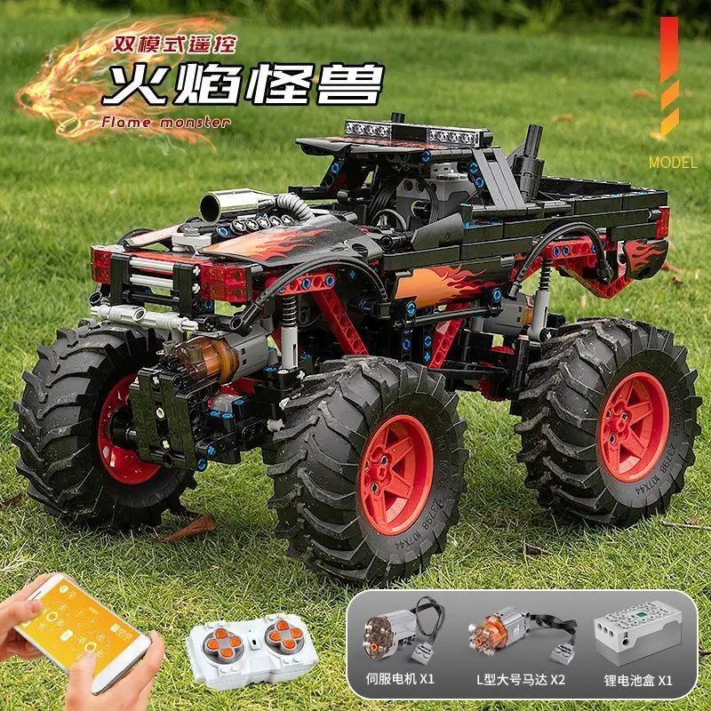 

Mould King 18008 Flame Monster Off-Road Climbing Car Remote ControlAPPEducational Puzzle Small Particle Building Block Toy Model