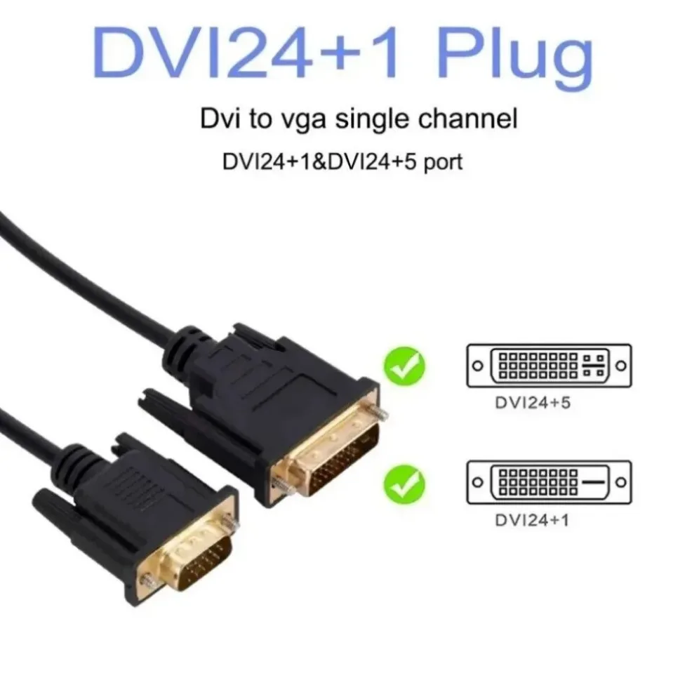 DVI do VGA Adapter kabel DVI-D męski 24 + 1 pin do VGA męski Adapter DVI do VGA konwerter karta graficzna do wideo dla projektor PC HDTV