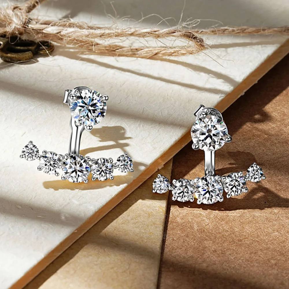 

4.6cttw Full Moissanite Drop Earring for Women GRA Certified 925 Sterling Silver Double Wearing Detachable Earcuff Party Jewelry