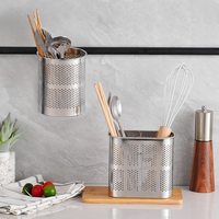 Kitchen Hanging Stainless Steel Chopsticks Spoons Fork Knife Organizer Rack Cutlery Holder Drainer Storage Racks Basket