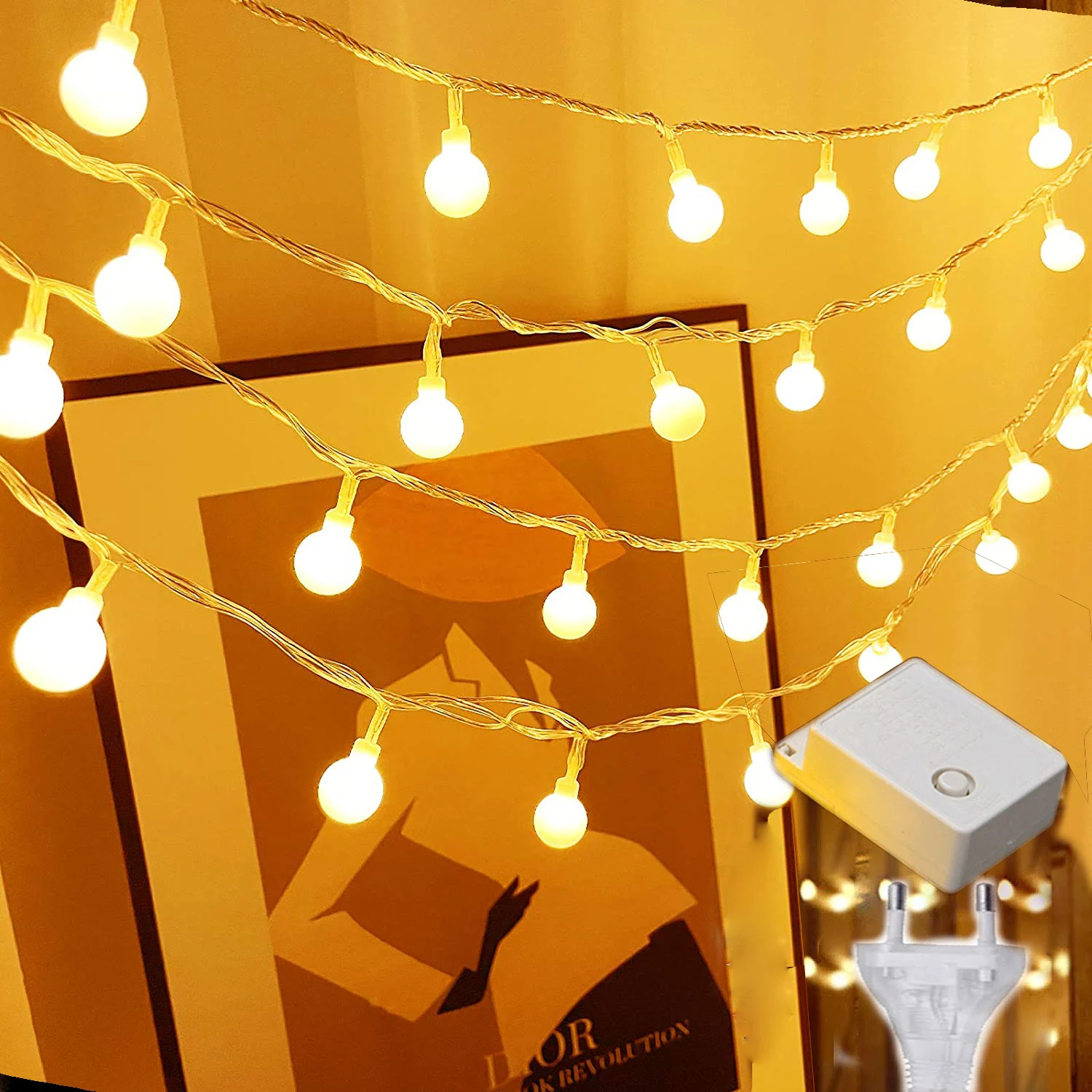 Glampling Camp Light 50M Garland LED Ball String Light Christmas Fairy String Decorative Light for Home Wedding Party Decoration