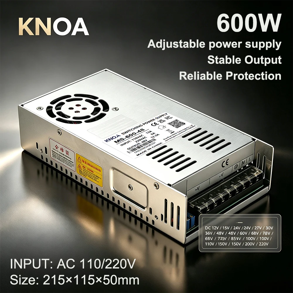 600W Switching Power Supply Adjustable DC 12V 24V 36V 48V 60V 72V Transformers AC 110V 220V SMPS For LED Stirp Industrial Power