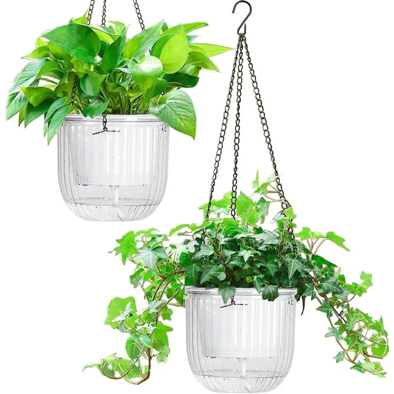 3Pcs Hanging Planter Set Hanging Flower Pot With Hook And Inner Liner Plant Hanging Basket With Drainage Holes For Home Garden
