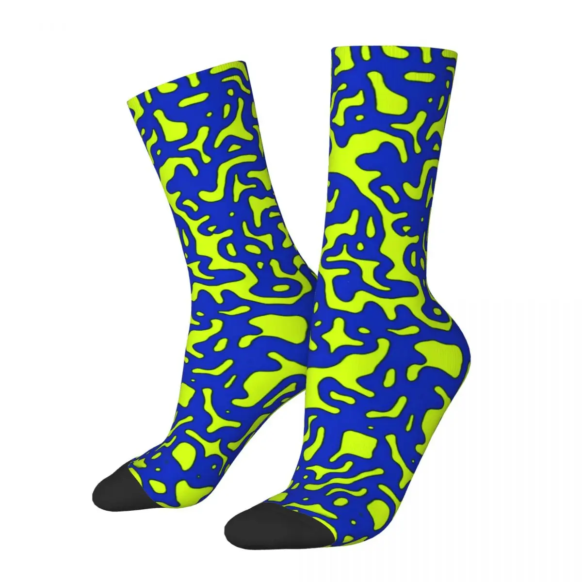 Crazy compression Shindy'- V.6 Neon And BLUE Abstract DOODLE Pattern By The Raumier Sock for Men Harajuku Quality Crew Sock