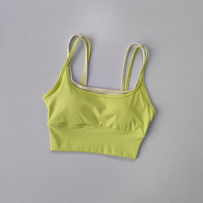 Sports Bra Women Summer Shock-absorbing Gathering Double Breast Strap Yoga Vest Quick Drying Anti Sagging Shaping Fitness Bra