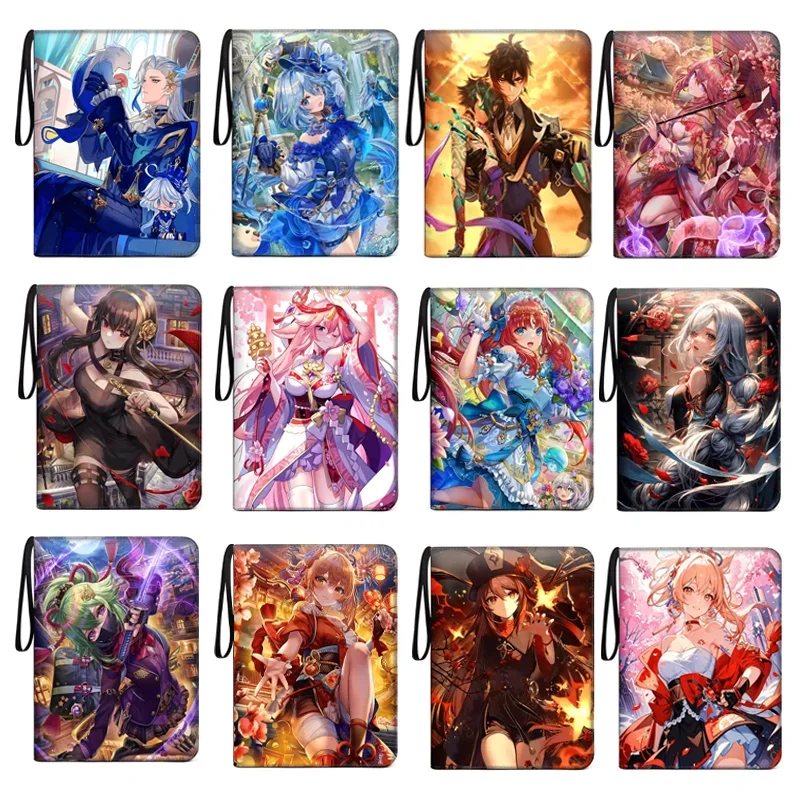 900 PCS Genshin Impact Lumine Morax Beelzebul Cards Album Cards Book Anime Map Letter Holder Binder Notebook Collection Folder