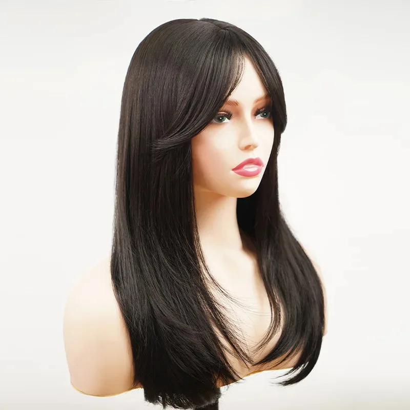 コスプレヨーロッパとアメリカの化学繊維人工毛ウィッグフルウィッグ日常使用サイド前髪ロングストレートヘアウィッグ