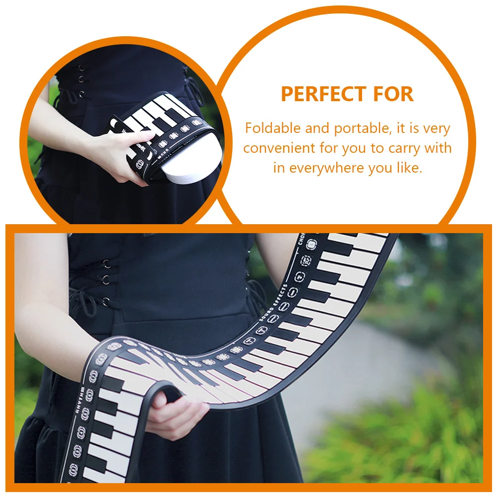 

Portable 49 Electronic Piano Foldable Keyboard Musical Roll-Up Piano Instrument Kids Adults Silicone Built Speaker