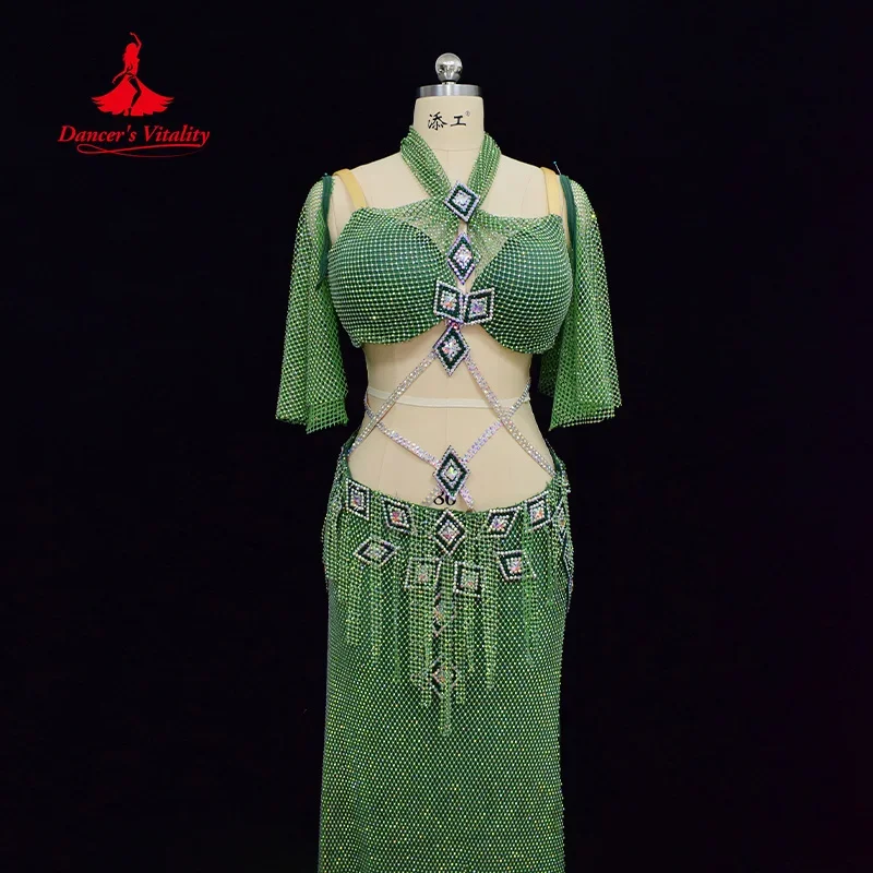 Belly Dance Costume Customization Luxury Diamond Sexy Mesh Dress Adult Children Oriental Dance Professional Performance Dresses