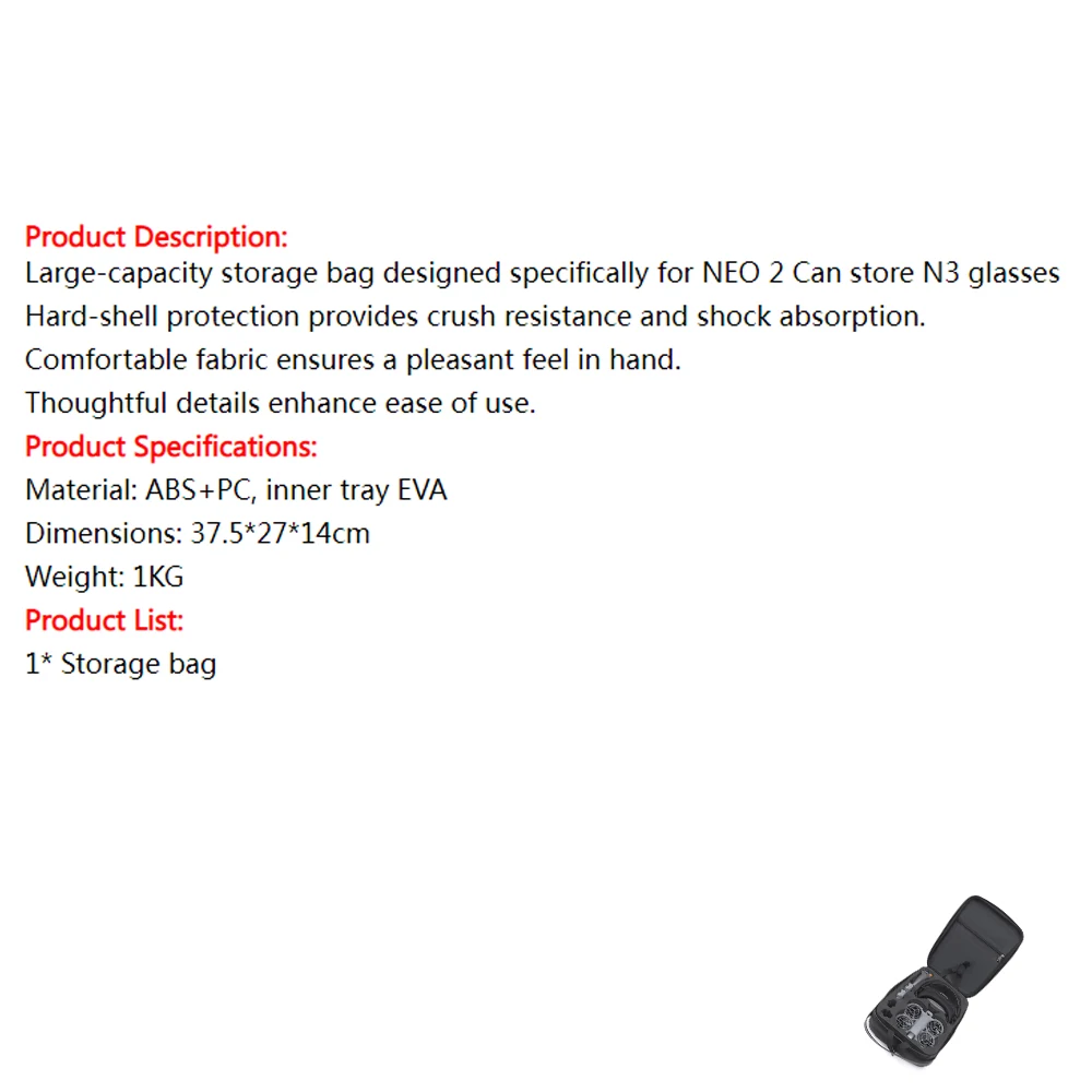 

Backpack for DJI Neo 2 Goggles N3, Carrying Case Shockproof Case, Travel Backpack Drone Accessories, Remote Control, Batteries