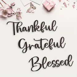 3pcs/set Grateful Blessed Metal Wall Art Decor, Black Thankful Grateful Blessed Sign, For Home Decor Be Grateful Wall Art