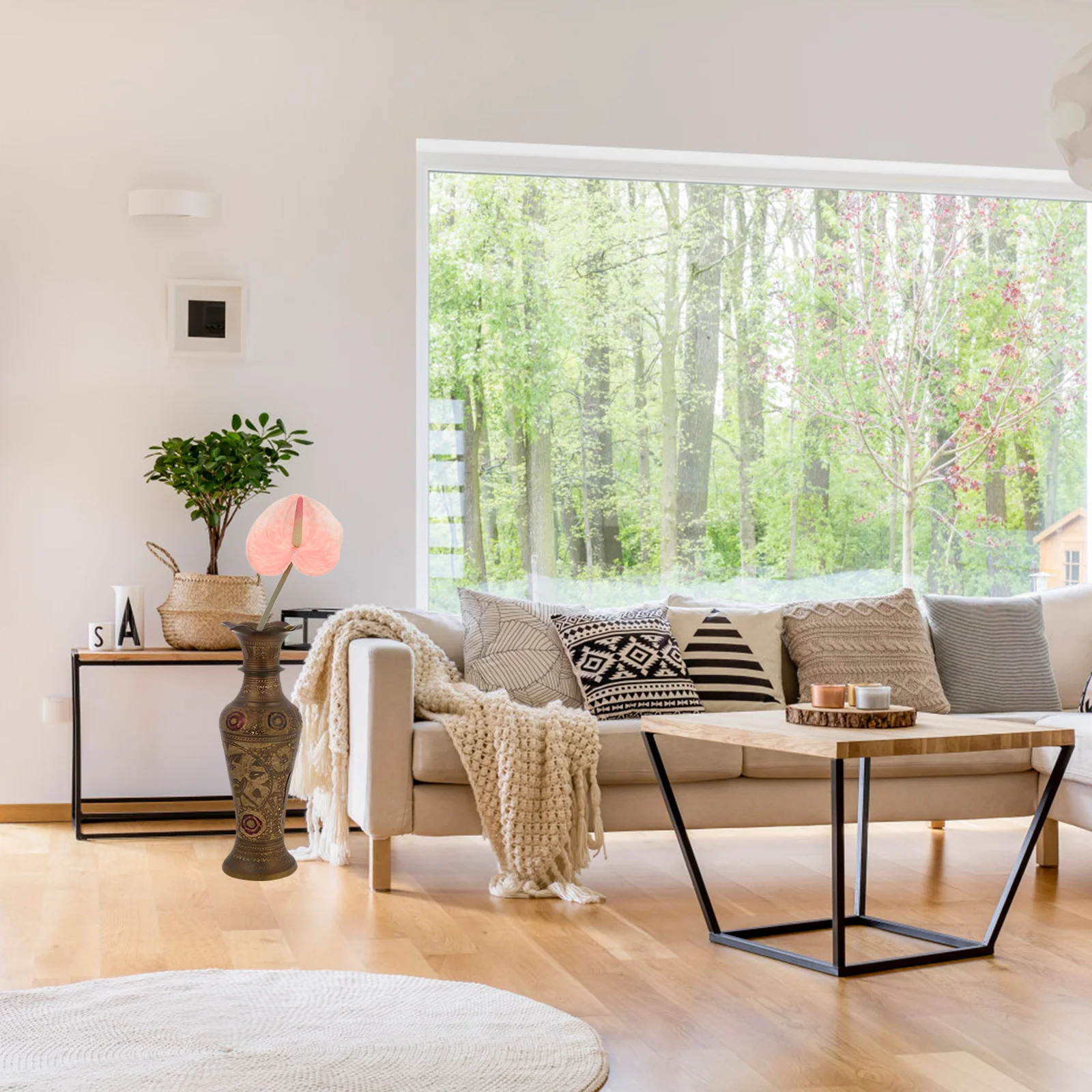 

2pcs Simulated Anthurium Artificial Plant Decor For Home Wedding Party Centerpiece Ornament Fade Resistant Realistic Look