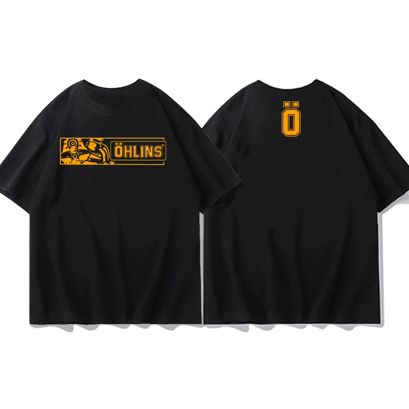 Top OHLINS Black T-shirt Collection Motorcycle Shock Absorber Print Short Sleeve T-shirt 2026 New Summer Racing Fan Clothes