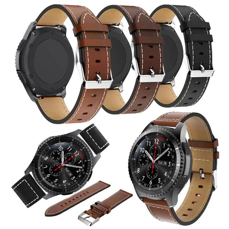 

Натуральная черная кожа для Samsung Gear S3, спортивный стиль Frontier, классический ремешок для часов Samsung Galaxy, 46 мм, ремешок pace lite